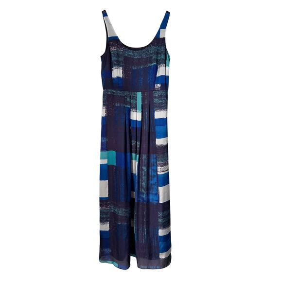 Ann Taylor Dresses & Skirts - Ann Taylor Dress Petite Size 8P Blue White Geometric Colorblock Sleeveless Maxi‎